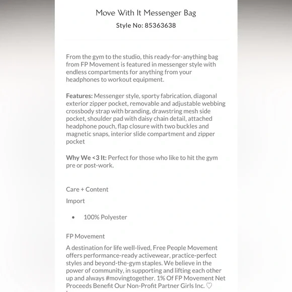 Free People Move With It Messenger Bag NWT